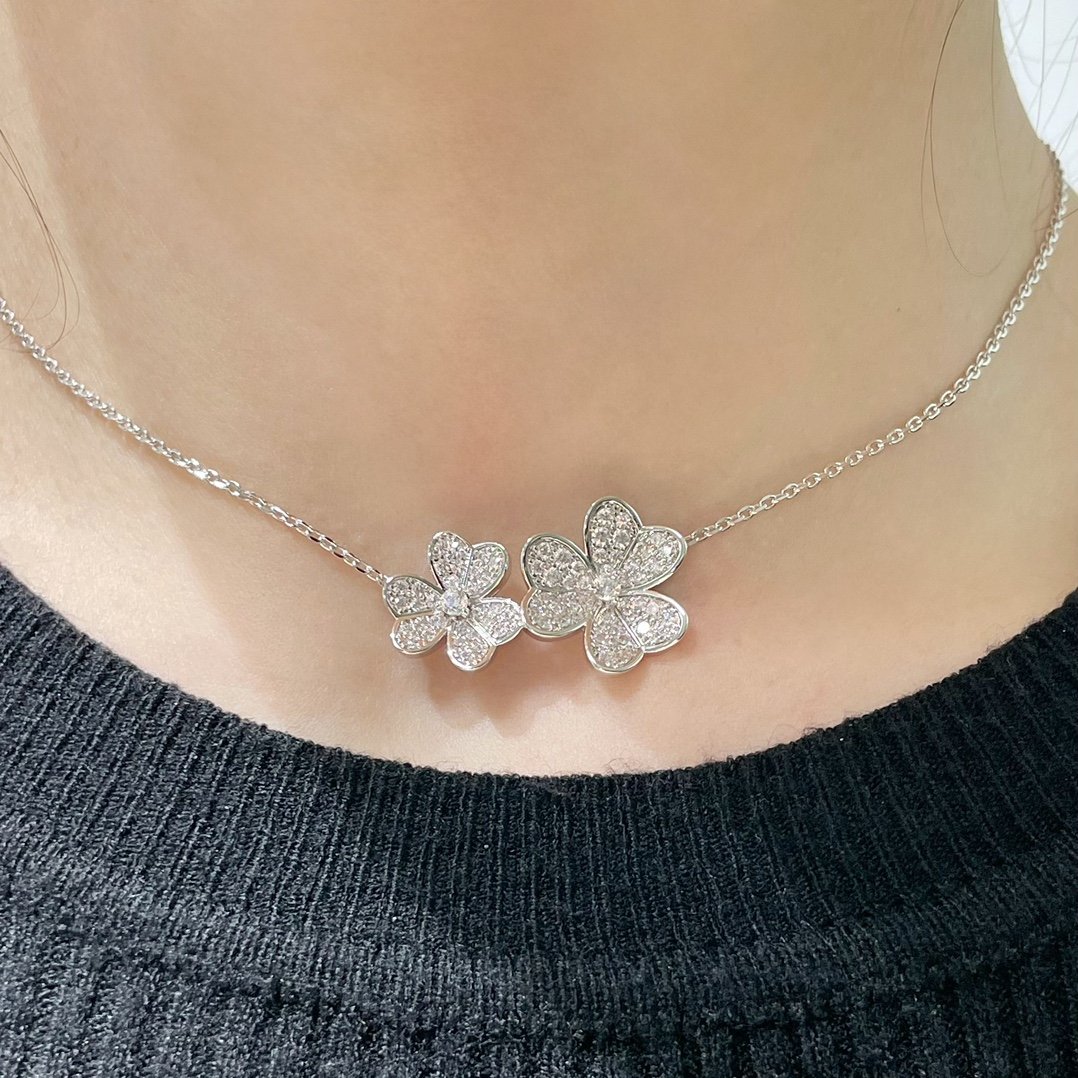 VCA double flower clover necklace, rose gold,