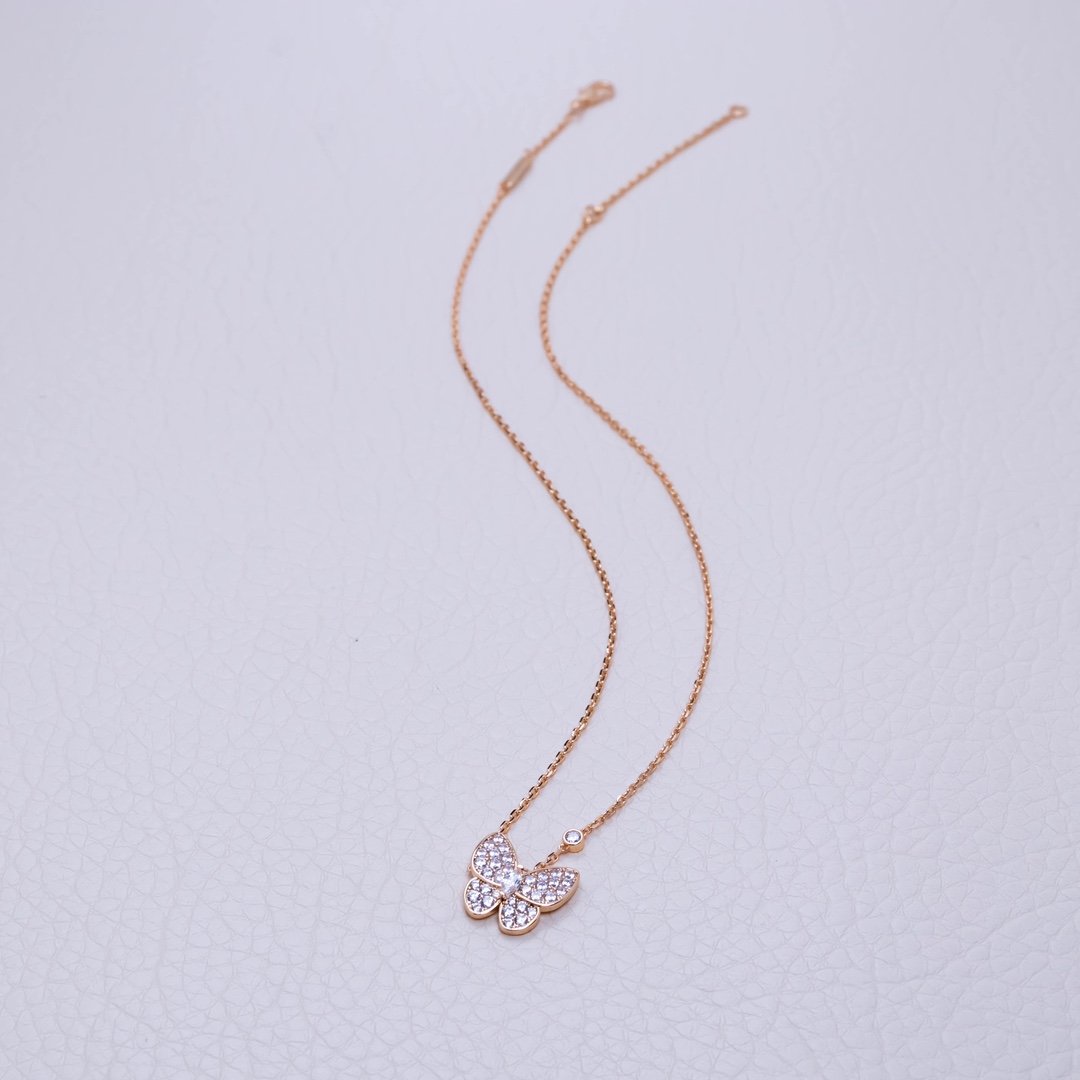 VCA full diamond butterfly necklace / rose gold - Image 2