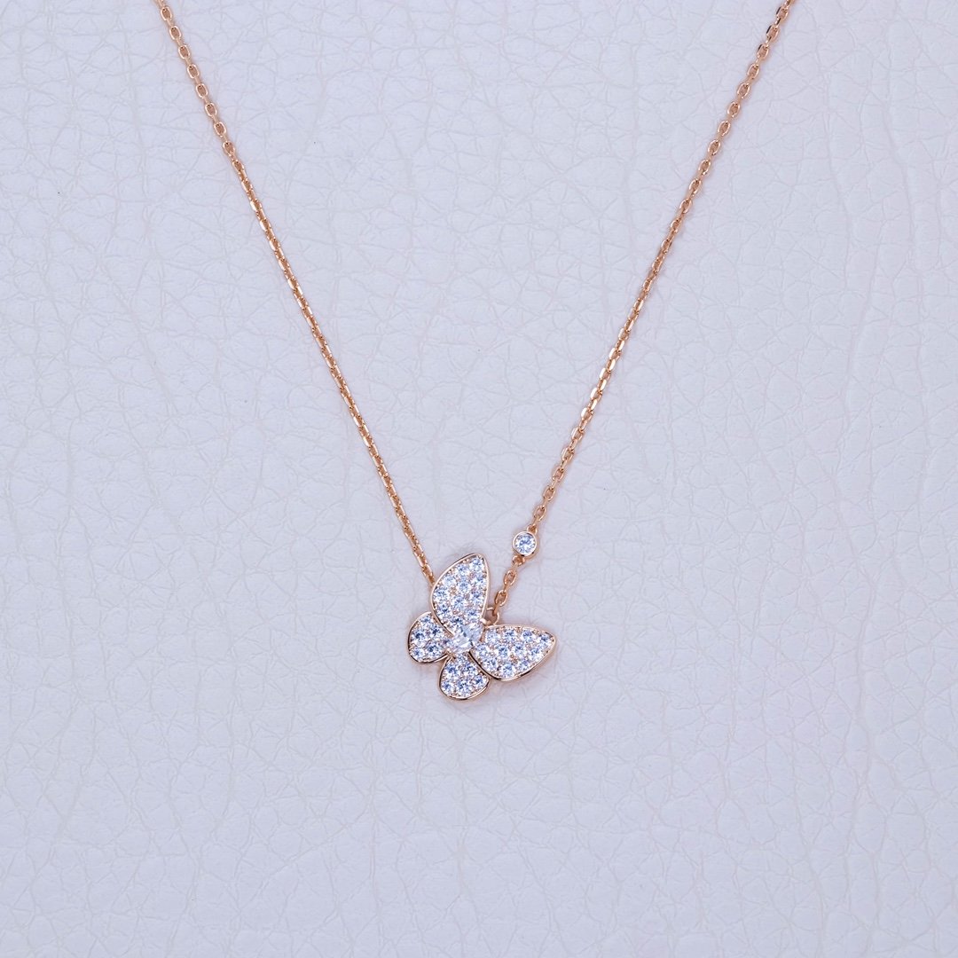 VCA full diamond butterfly necklace / rose gold