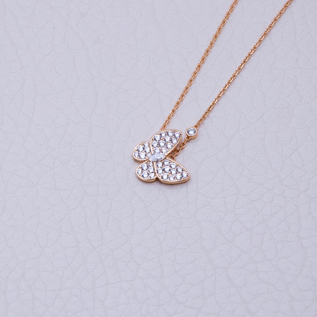 VCA full diamond butterfly necklace / rose gold - Image 4