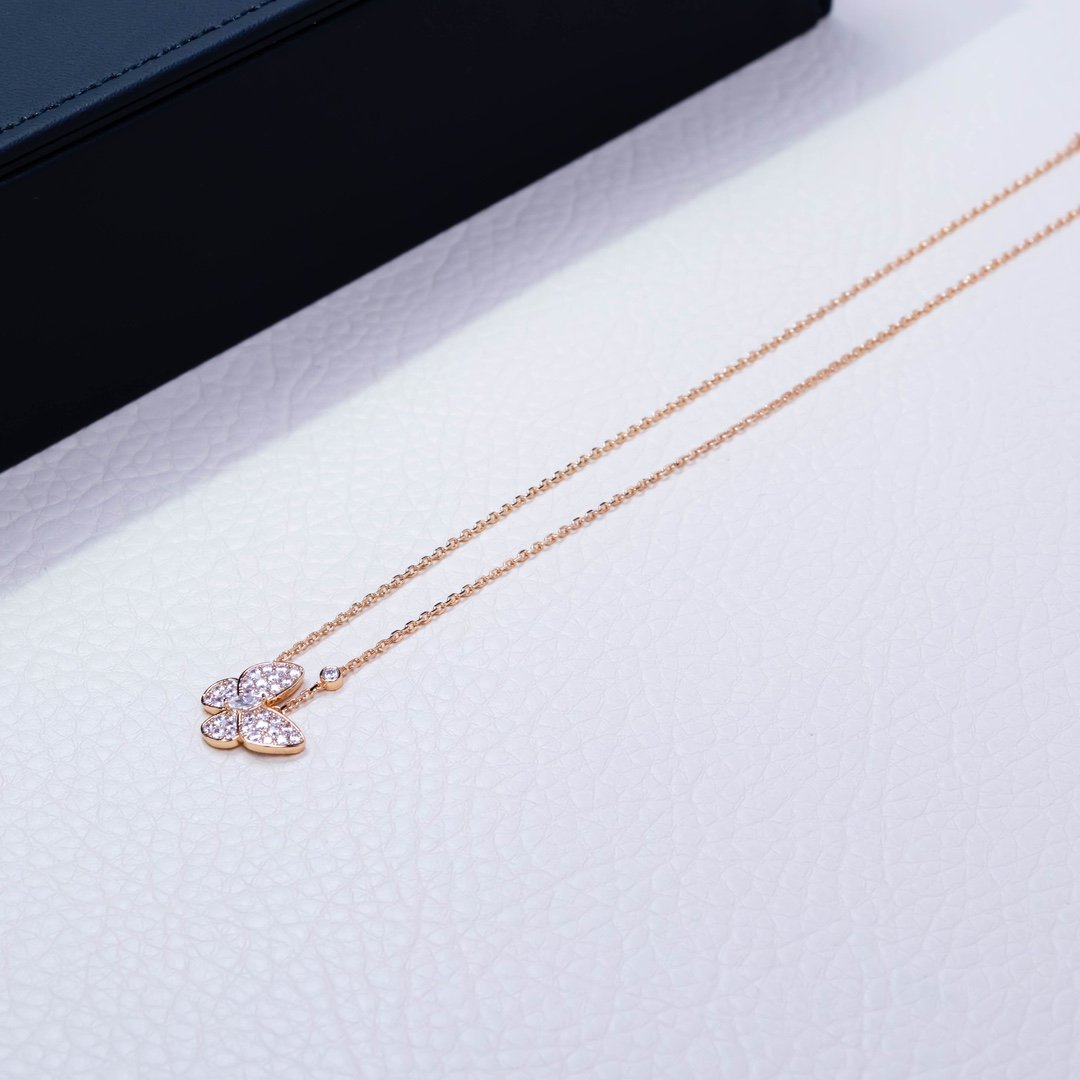 VCA full diamond butterfly necklace / rose gold - Image 3