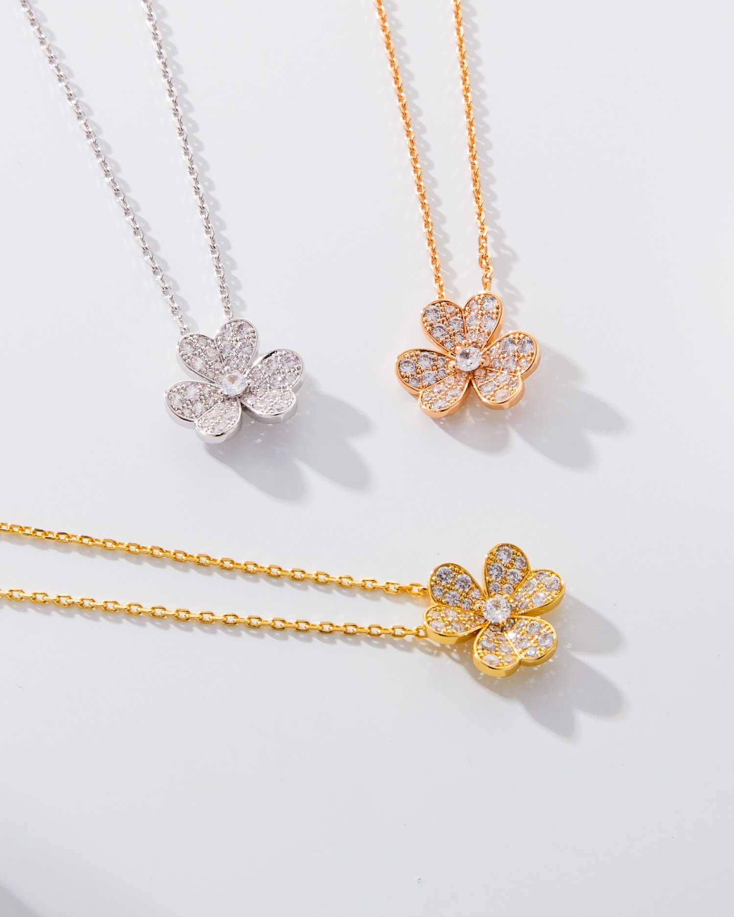 Van Cleef Arpels VCA Full Diamond Clover Necklace