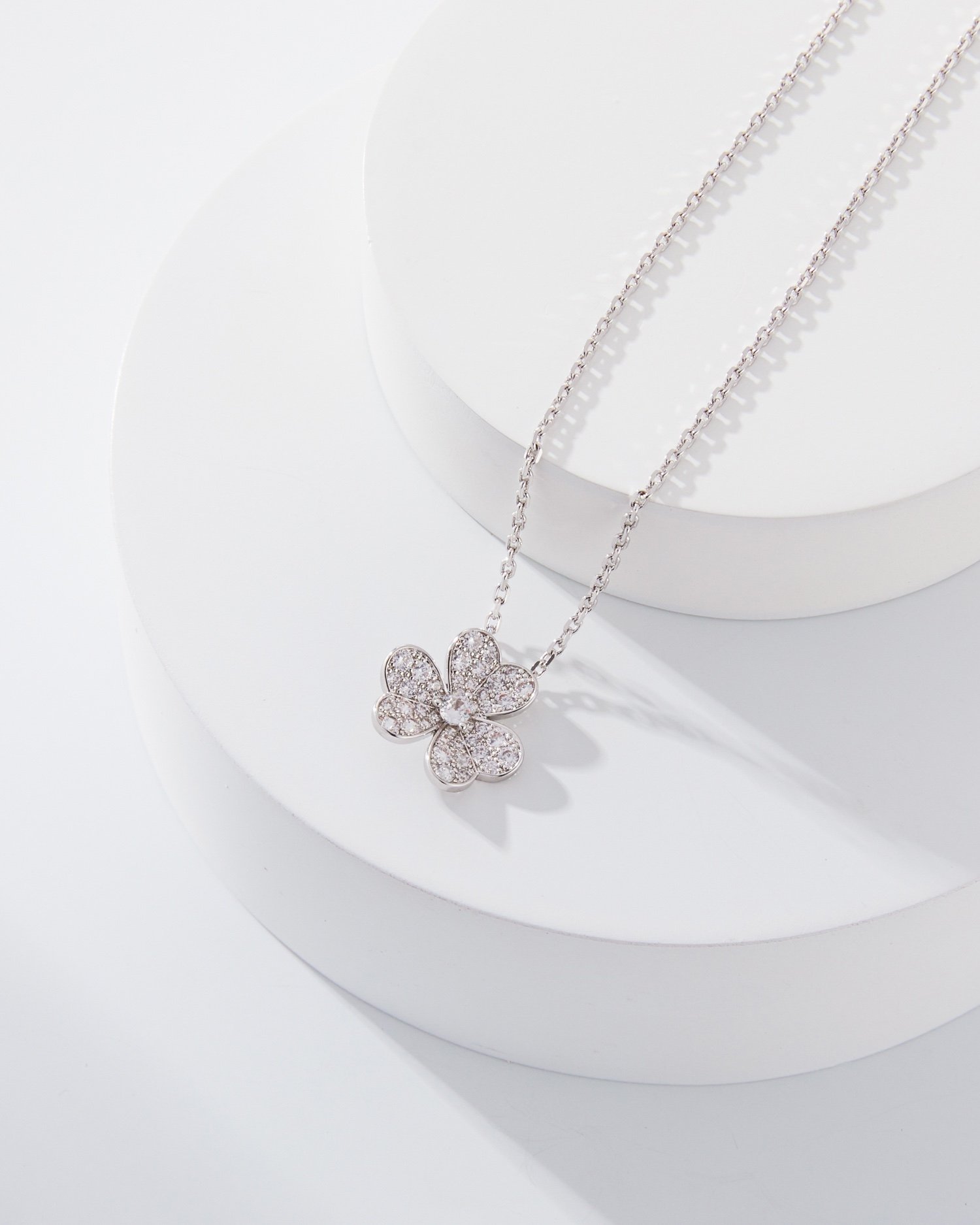 Van Cleef Arpels VCA Full Diamond Clover Necklace - Image 8
