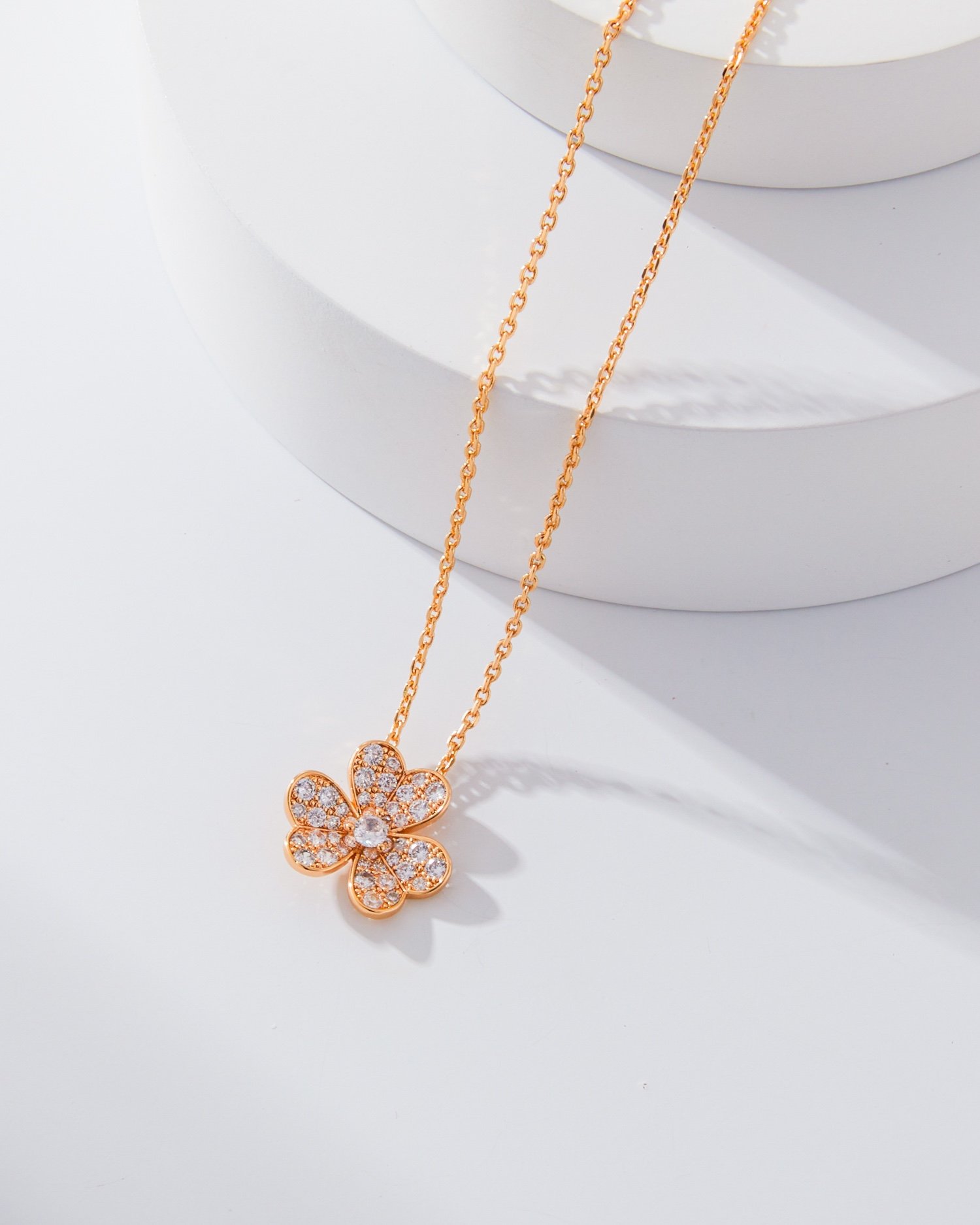 Van Cleef Arpels VCA Full Diamond Clover Necklace - Image 2