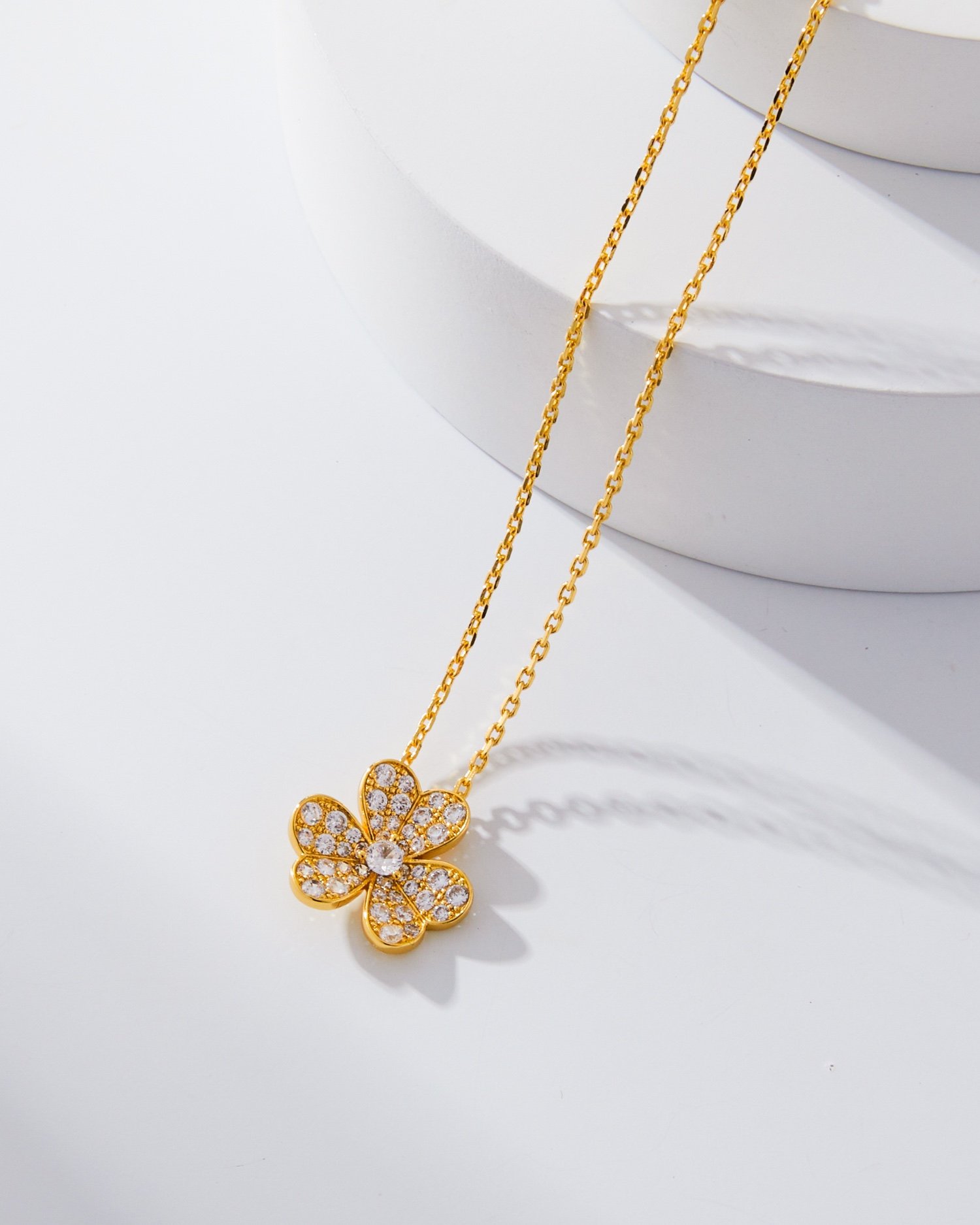 Van Cleef Arpels VCA Full Diamond Clover Necklace - Image 3