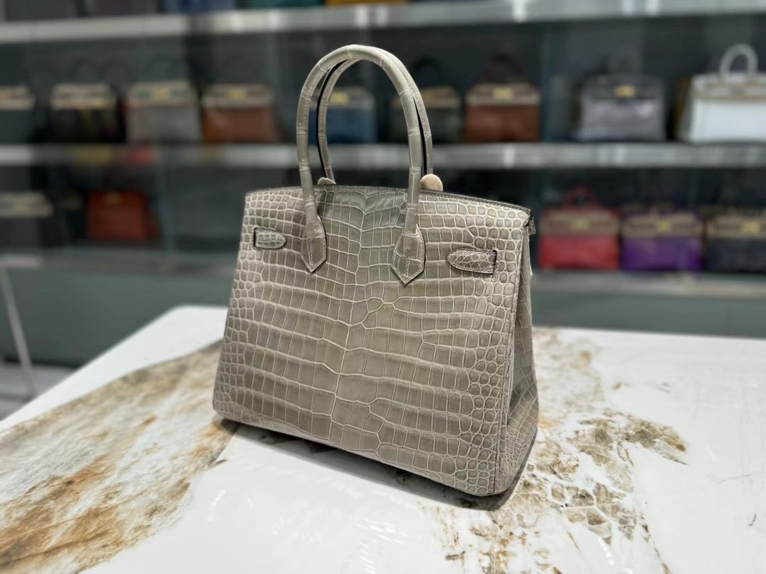 New Birkin 30cm imported saltwater crocodile, top craftsmanship, fully hand-sewn - Image 5