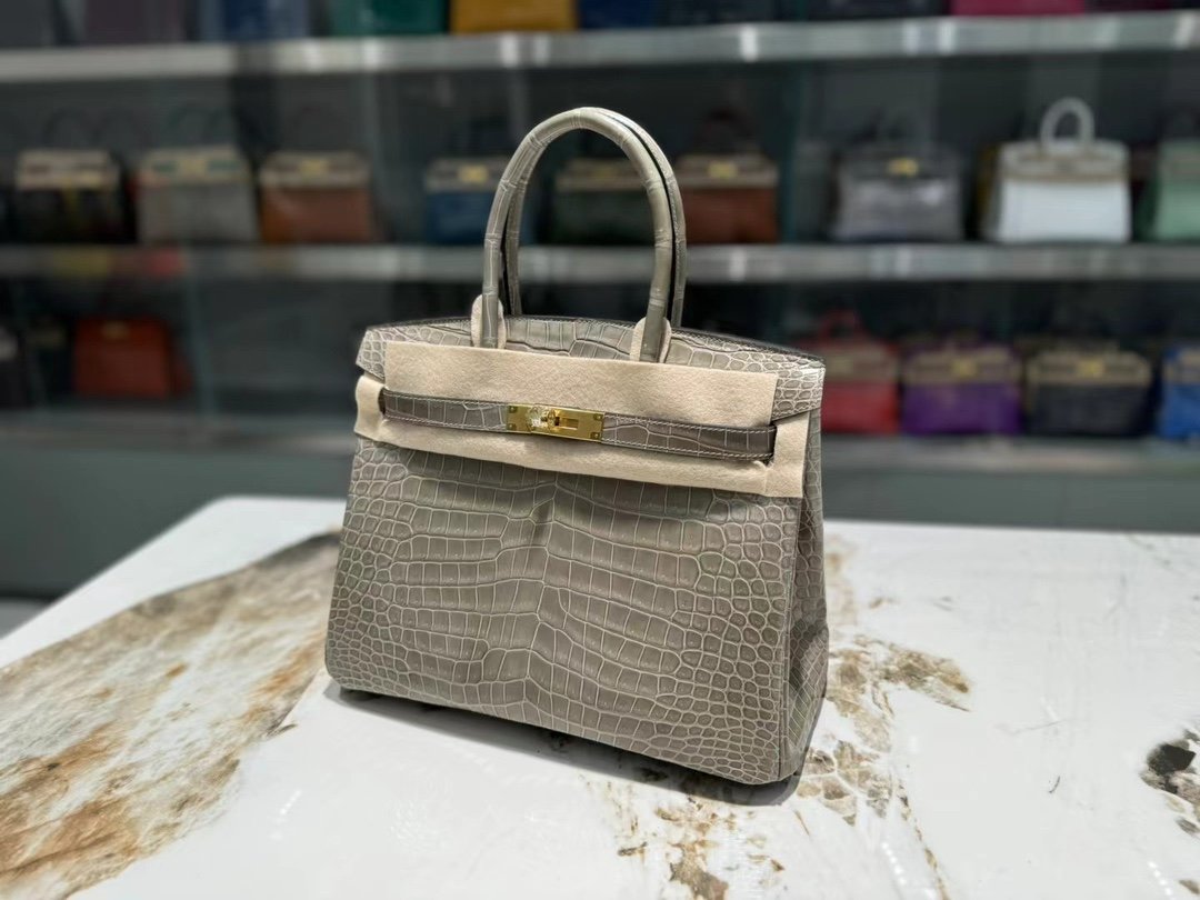 New Birkin 30cm imported saltwater crocodile, top craftsmanship, fully hand-sewn - Image 4