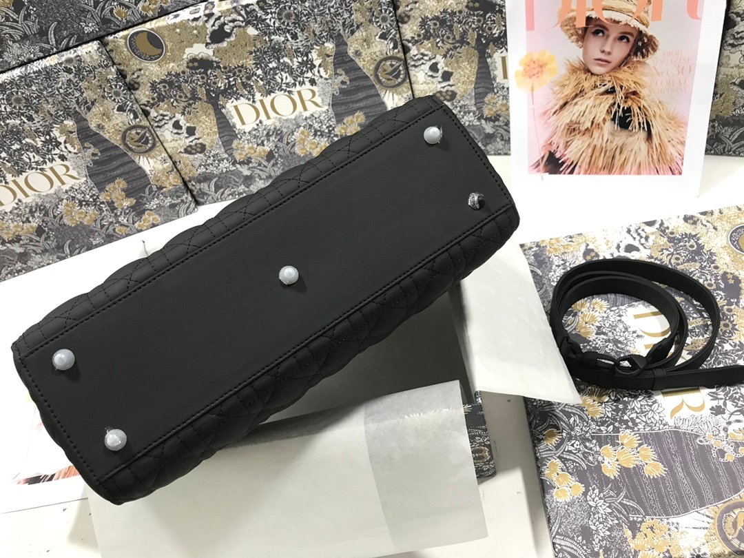 Lady Dior seven-grid frosted rattan check cowhide flap handbag - Image 4