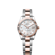 The Oyster Perpetual Datejust 31 is available in Everose gold and Oystersteel. with a diamond-set white mother-of-pearl dial and an Oyster bracelet. -m278271-0025 - Image 6