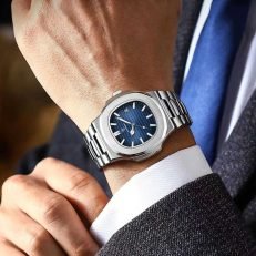 Blue dial. gray-silver stainless steel strap. men's watch 41 mm - Image 20