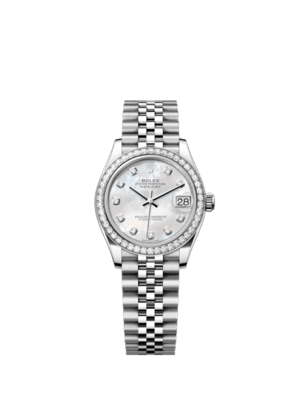 The Oyster Perpetual Datejust 31 in white gold and Oystersteel with a diamond-set white mother-of-pearl dial and a Jubilee bracelet. -m278384rbr-0008