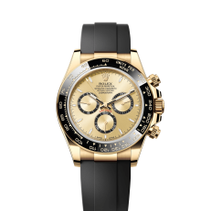The Oyster Perpetual Cosmograph Daytona is available in 18 ct yellow gold with a gold-toned dial and contrasting chronograph counters. The watch is fitted with an Oysterflex strap with a tachymeter on a black Cerachrom bezel. -m126518ln-0010 40mm - Image 19
