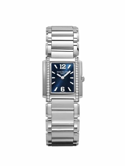 Blue dial silver stainless steel strap watch