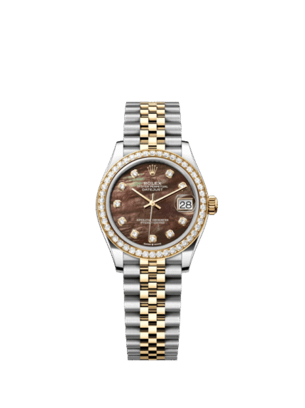 The Oyster Perpetual Datejust 31 in yellow gold and Oystersteel with a diamond-set black mother-of-pearl dial and a Jubilee bracelet. -m278383rbr-0024
