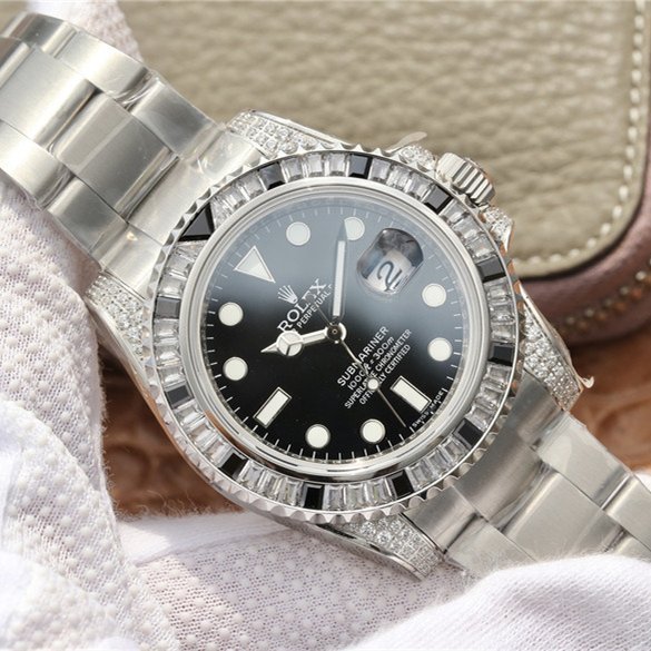 Rolex Submariner Silver Black Diamond 40mm - Image 11