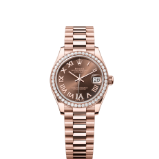 The Oyster Perpetual Datejust 31 in 18 ct Everose gold with a chocolate-coloured diamond-set dial and a President bracelet. -m278285rbr-0016 - Image 6