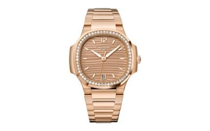 Honey gold dial rose gold stainless steel strap watch 35.2 mm