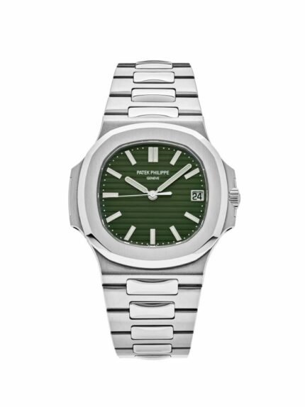 Green dial silver stainless steel strap men's watch 40 mm