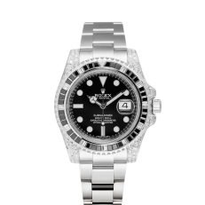 Rolex Submariner Silver Black Diamond 40mm - Image 16