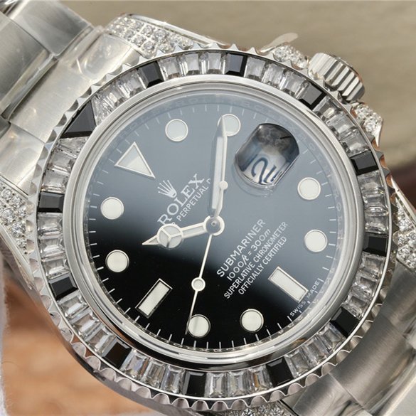 Rolex Submariner Silver Black Diamond 40mm - Image 9