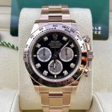 The Oyster Perpetual Cosmograph Daytona in 18 ct Everose gold features a diamond-set gloss black and sunrise gold dial and an Oyster bracelet with an engraved tachymeter on an 18-carat Everose gold bezel. -m126505-0002 40mm - Image 20