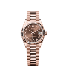 The Oyster Perpetual Datejust 31 in 18 ct Everose gold with a chocolate-coloured diamond-set dial and a President bracelet. -m278275-0025 - Image 6