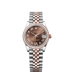 The Oyster Perpetual Datejust 31 is available in Everose gold and Oystersteel with a chocolate-coloured diamond-set dial and a Jubilee bracelet. -m278381rbr-0006 - Image 6