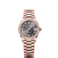 The Oyster Perpetual Datejust 31 in 18 ct Everose gold with a grey diamond-set dial and a President bracelet. -m278285rbr-0027 - Image 6