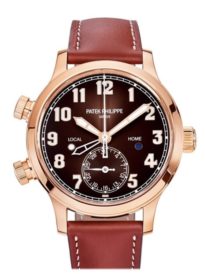 Complications Calatrava Pilot Travel Time Brown Sunburst Dial Automatic Ladies Watch 7234R-001