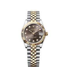 The Oyster Perpetual Datejust 31 in yellow gold and Oystersteel with a diamond-set dark grey dial and a Jubilee bracelet. -m278273-0022 - Image 6