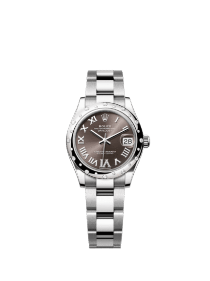The Oyster Perpetual Datejust 31 in white gold and Oystersteel with a diamond-set dark grey dial and an Oyster bracelet. -m278344rbr-0029