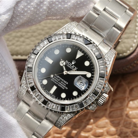 Rolex Submariner Silver Black Diamond 40mm - Image 10