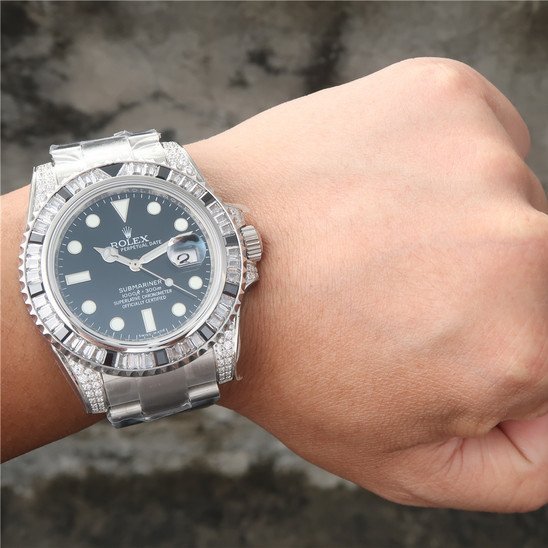 Rolex Submariner Silver Black Diamond 40mm - Image 3