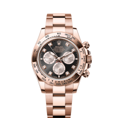 The Oyster Perpetual Cosmograph Daytona in 18 ct Everose gold features a diamond-set gloss black and sunrise gold dial and an Oyster bracelet with an engraved tachymeter on an 18-carat Everose gold bezel. -m126505-0002 40mm - Image 19