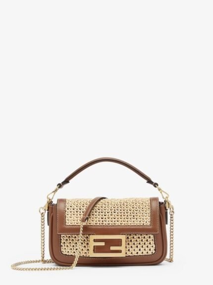 Baguette Mini Brown Leather and Macram?? Bag