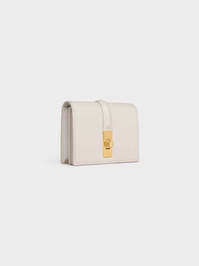 CARD HOLDER WITH FLAP 16 IN SATINATED CALFSKIN WHITE COTTON - Image 2