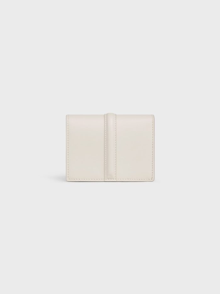 CARD HOLDER WITH FLAP 16 IN SATINATED CALFSKIN WHITE COTTON - Image 3