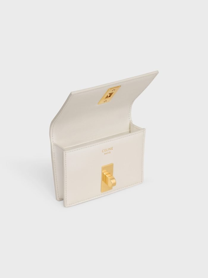 CARD HOLDER WITH FLAP 16 IN SATINATED CALFSKIN WHITE COTTON - Image 4